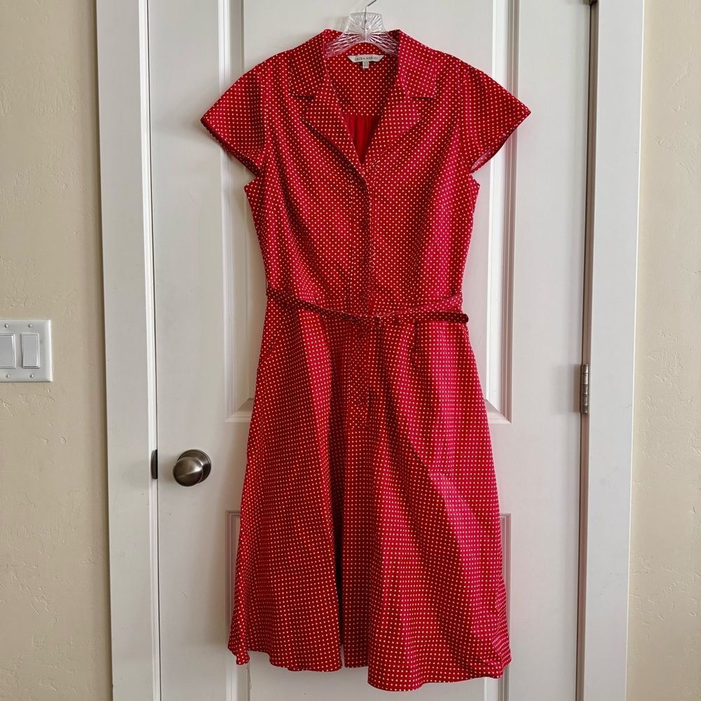 Laura Ashley Red and White Polka Dot Midi Dress